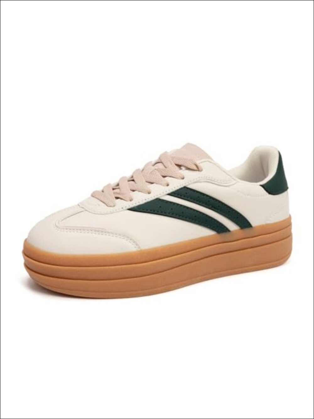 Chunky Platform Sneakers Women Low Top Lace Up Faux Leather Comfortable